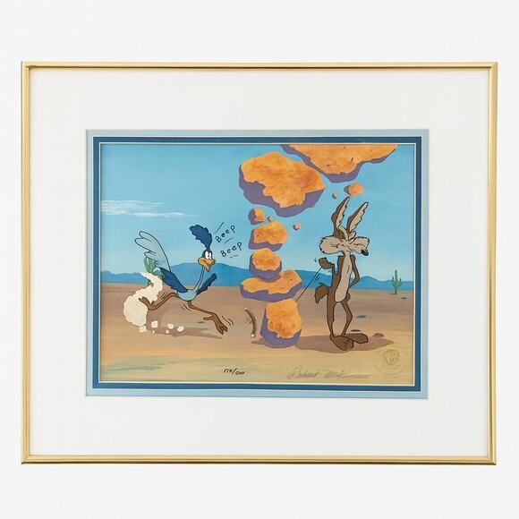 Looney Tunes Road Runner Wile E. Coyote Limited Edition Animation Cel Art Rare - Picture 1 of 11